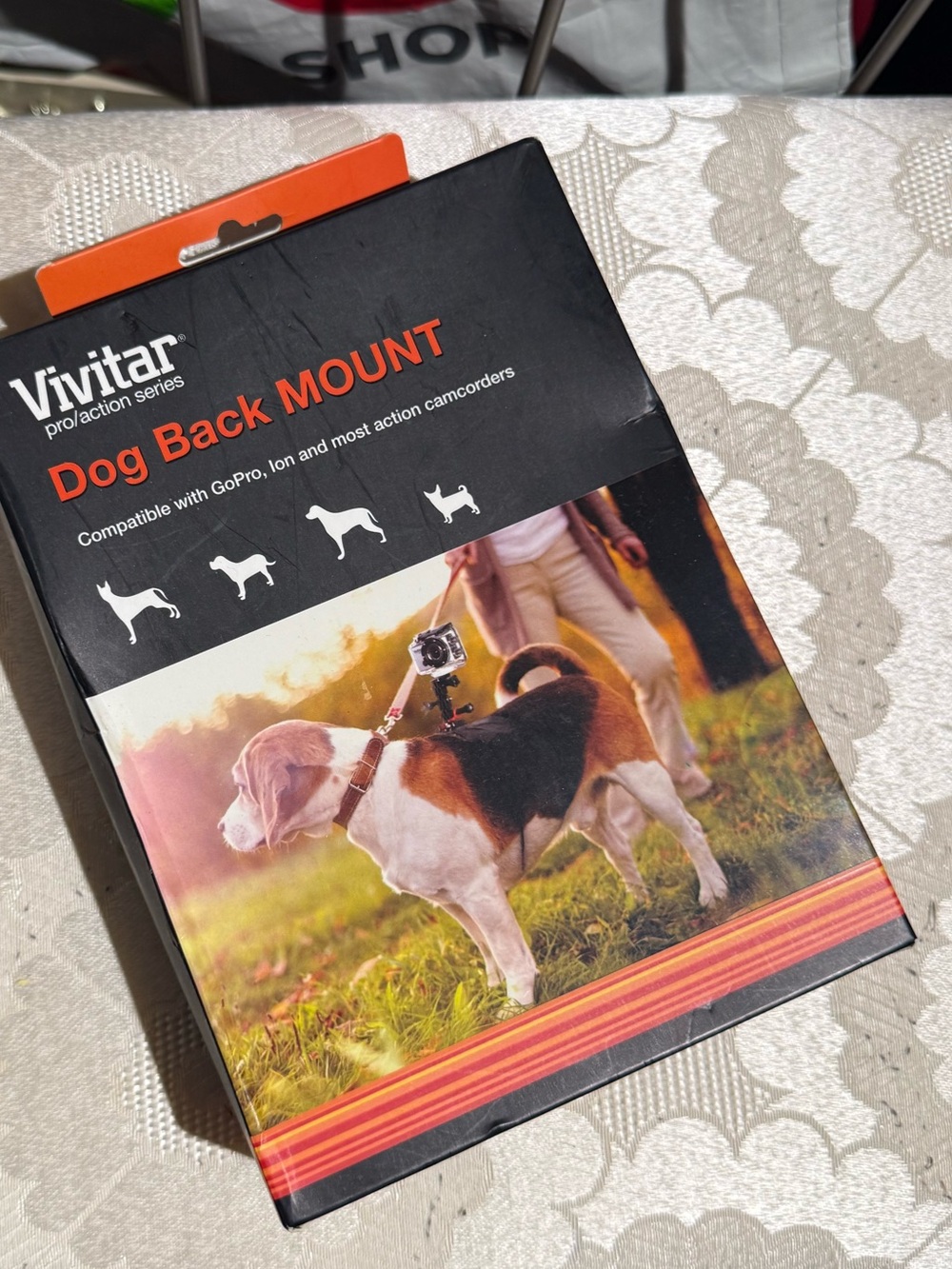 Vivitar Dog Back Mount in Black and Orange - Camera Harness for Dogs